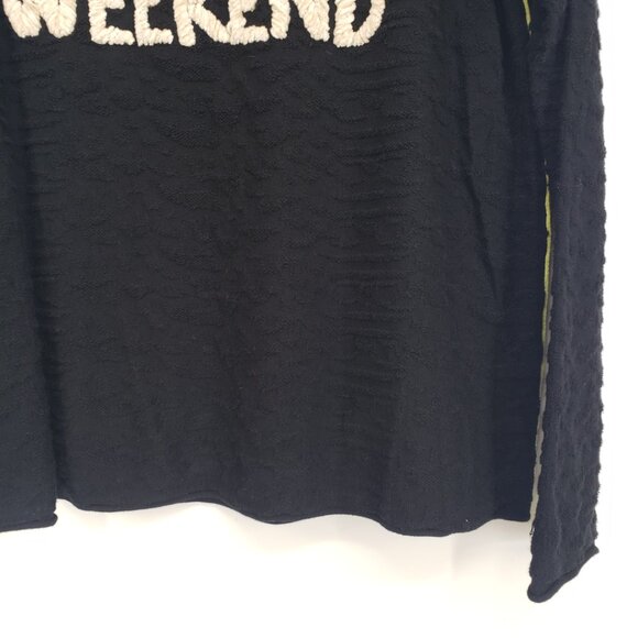 Lisa Todd Hello Weekend Pullover Sweater M Womens Chenille Embroidered Black - Picture 6 of 10